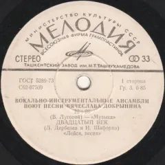 Вокально - Инструментальные Ансамбли Поют Песни Вячеслава Добрынина (7 Дюймов) Без обложки
