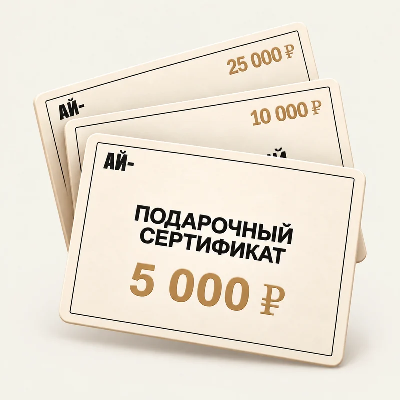 Объёмный веер подарочных сертификатов Ай-Шефф с разными номиналами